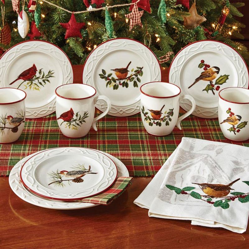 Park Designs Winter Birds Dessert Plates Set - White