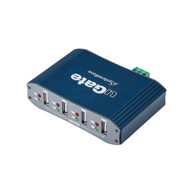 SystemBase &ndash; Industrial grade 4 ports USB 2.0 Hub, powered & mountable expander Hub, High Speed 480Mbps, ESD/Surge Protection (uGate-400H)