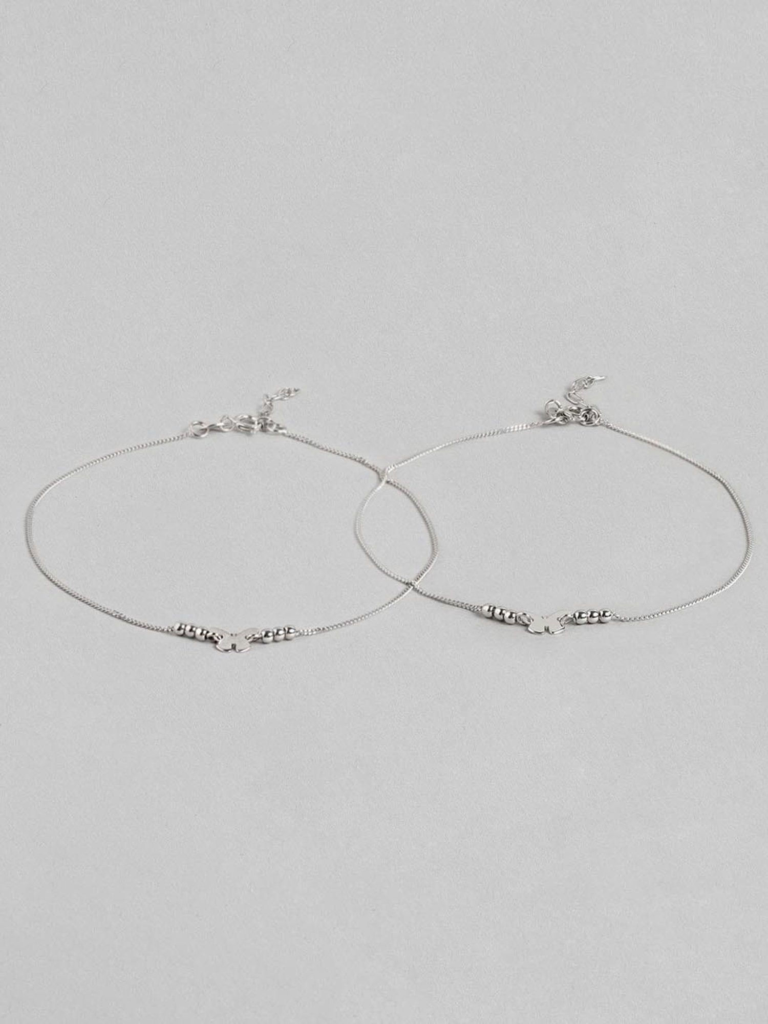 Zavya 92.5 Sterling Silver Anklet for Women (Pair of Anklets) in Rhodium-Plating