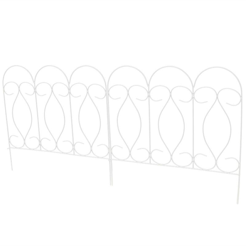 Sunnydaze Outdoor Lawn and Garden Metal Traditional Style Decorative Border Fence Panel Set - 10' - White - 5pk