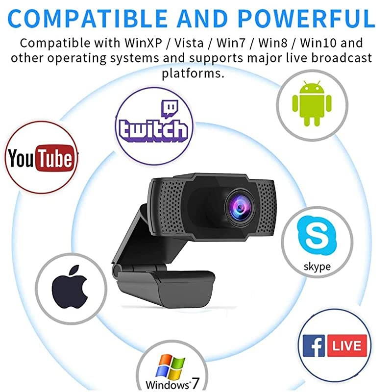 Upgraded 1080P HD Webcam with Microphone Laptop Desktop PC Web Camera 2MP 30fps USB Plug and Play Video Computer Camera for Live Streaming Gaming Calling and Conferencing
