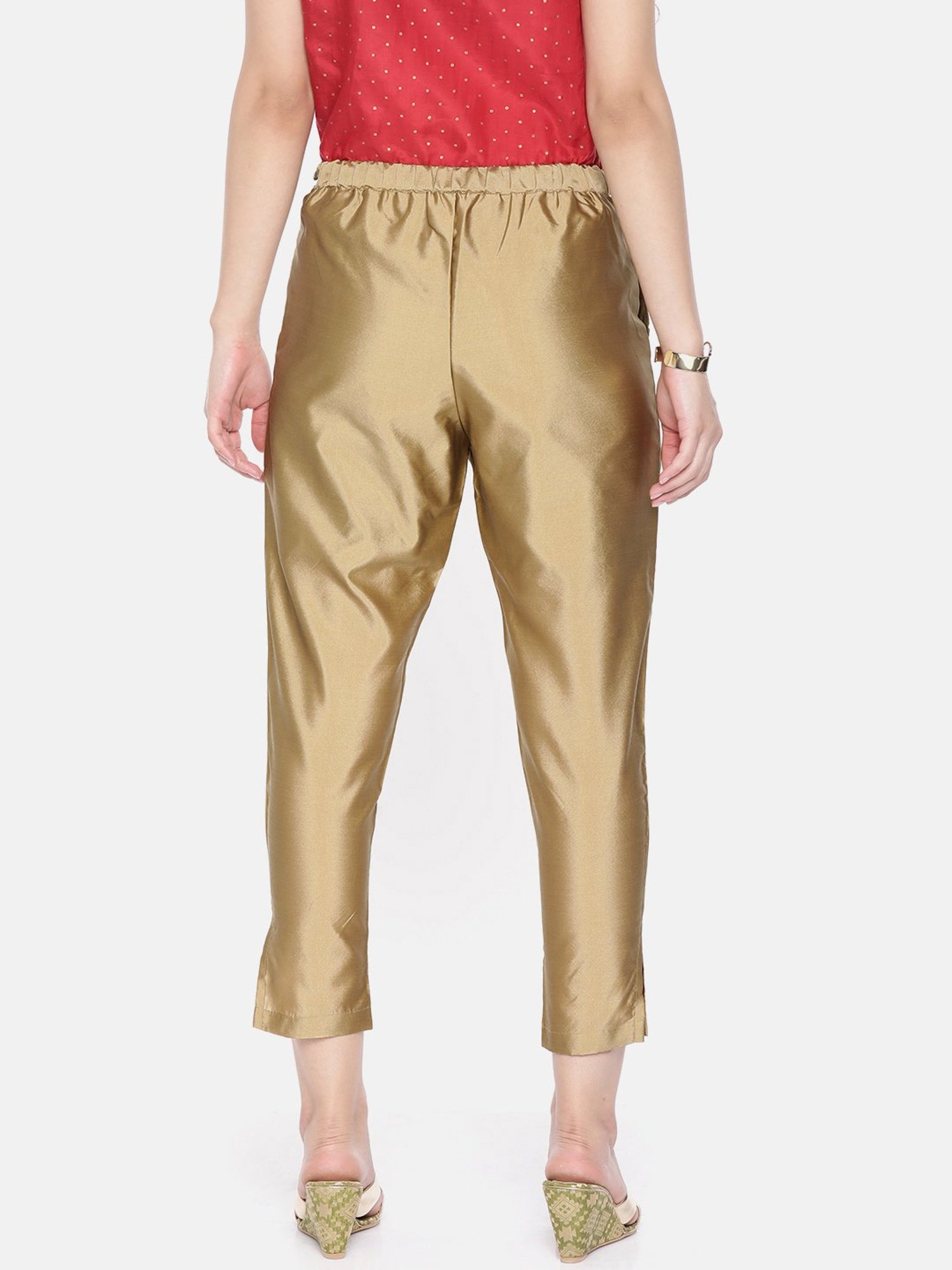 Ira Soleil Golden Regular Fit Cropped Pants