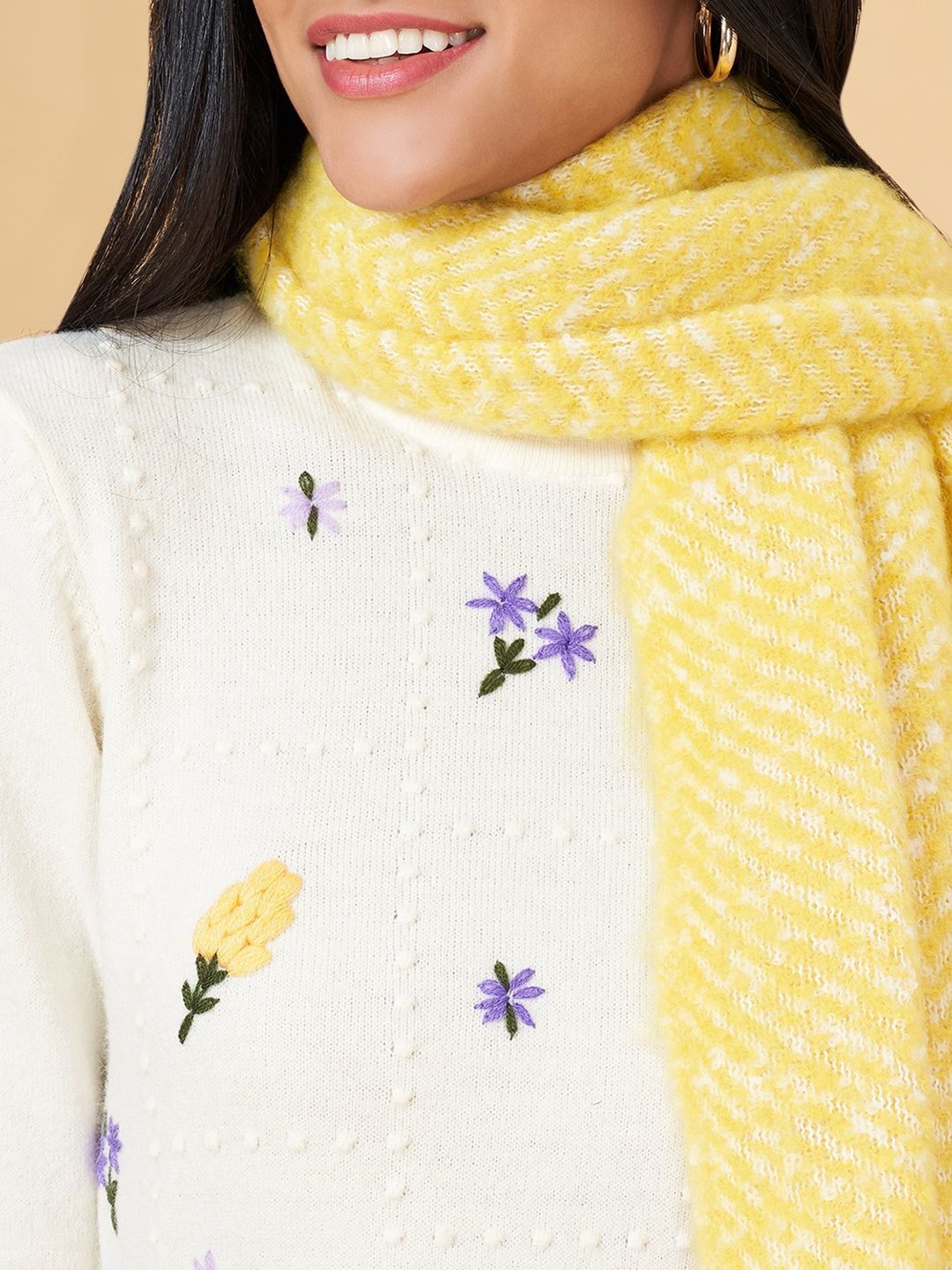 Aditi Wasan White Floral Stole