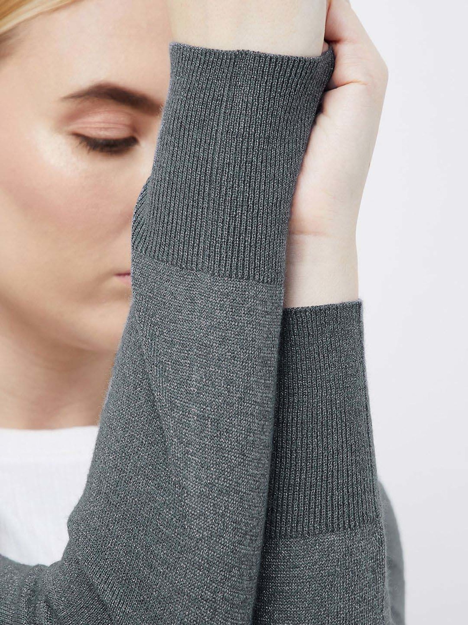 Code by Lifestyle Grey Self Pattern Cardigan