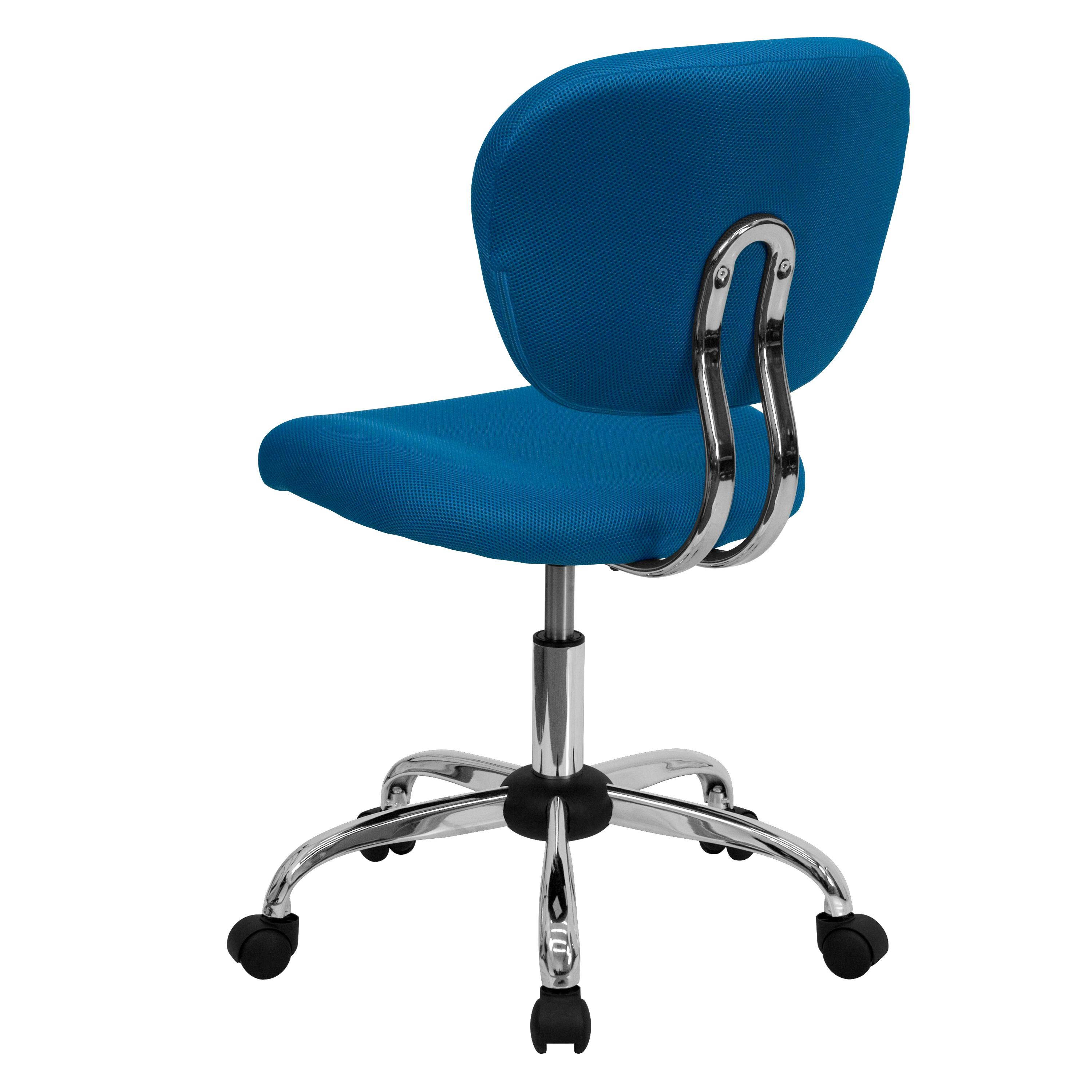 Mid-Back Turquoise Mesh Padded Swivel Task Chair with Chrome Base