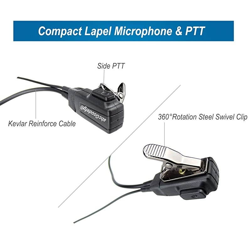 2 Two Way Radio Earpiece for Motorola Talkabout Cobra Radios 1 Pin 25mm Covert Acoustic Tube Walkie Talkie Earpiece Headset with PTT Mic 2 Pack