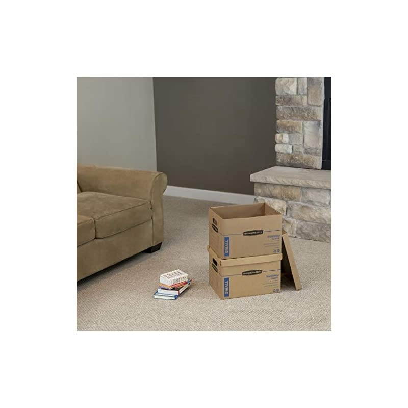 SmoothMove Classic Moving Boxes, Tape-Free Assembly, Easy Carry Handles, Small, 15 x 12 x 10 Inches, 15 Pack (7714209),Brown