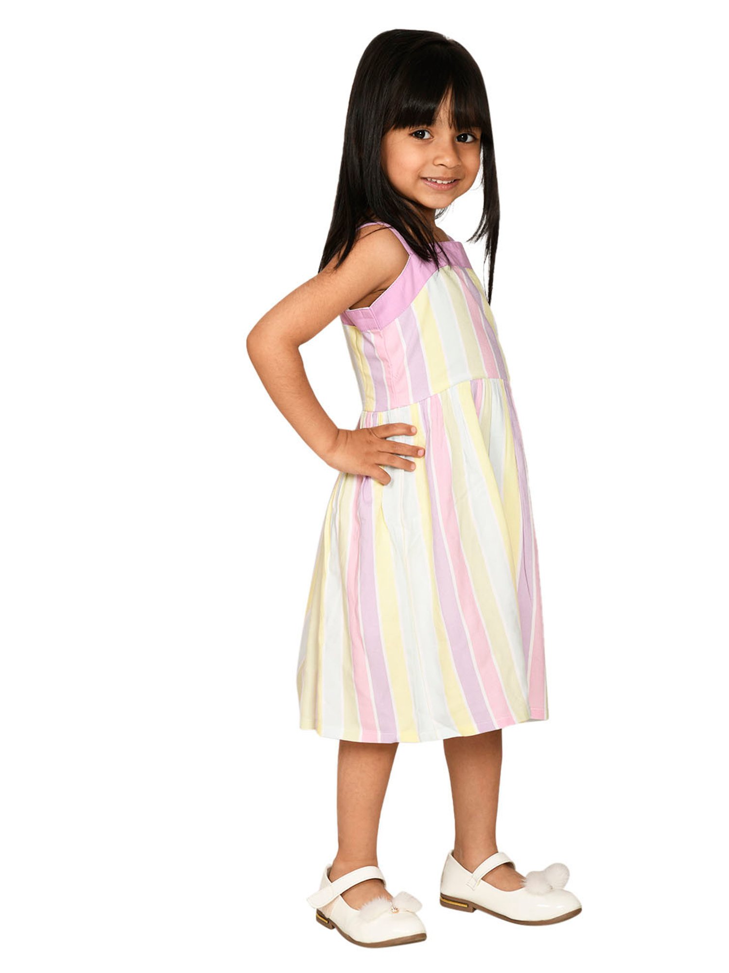 LilPicks Kids Multicolor Striped Dress