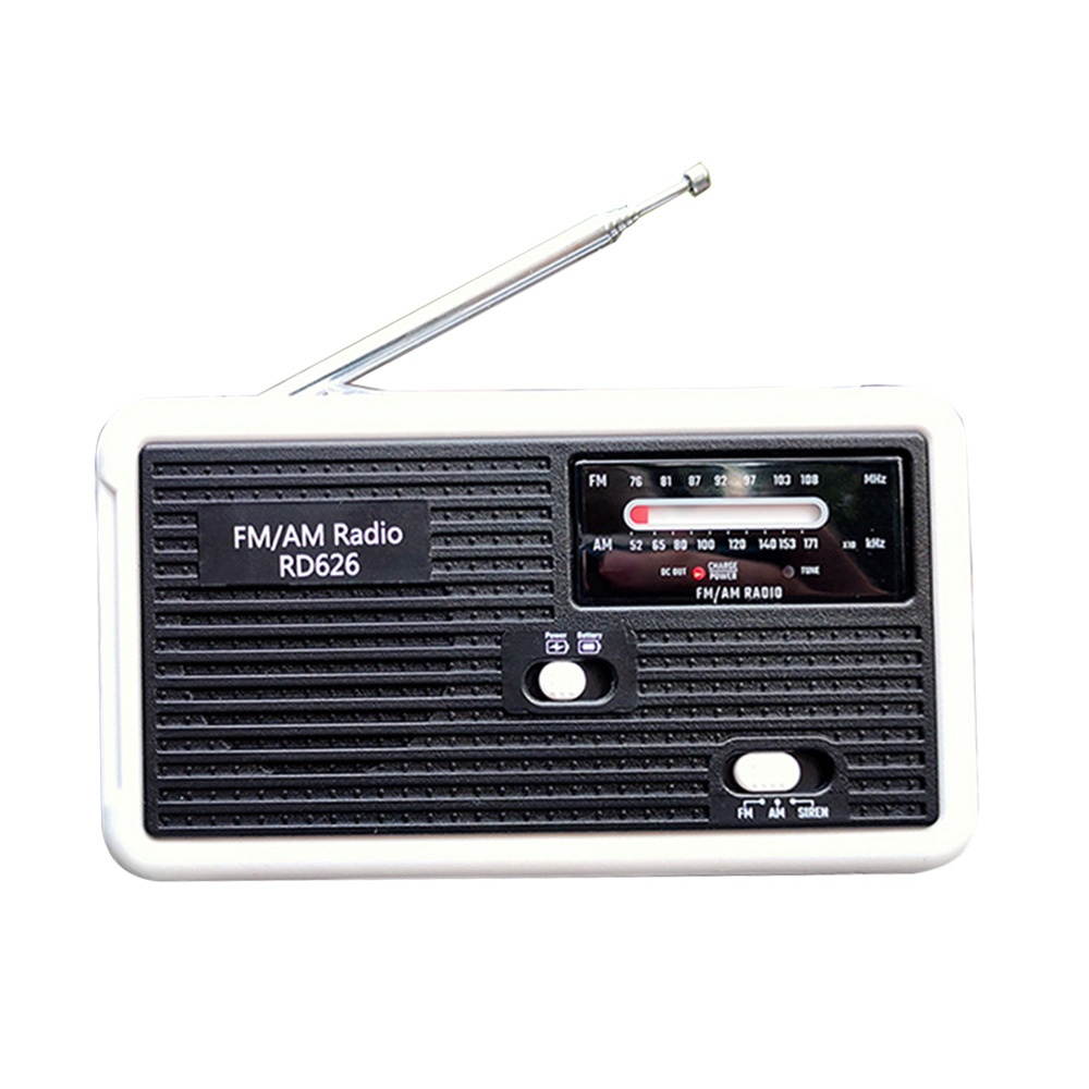 Multiple Use Solar Powered Or Power Generation by Hand FM Radio 1LED Flashlight USB Charging Emergency Charger Emergency Alarm