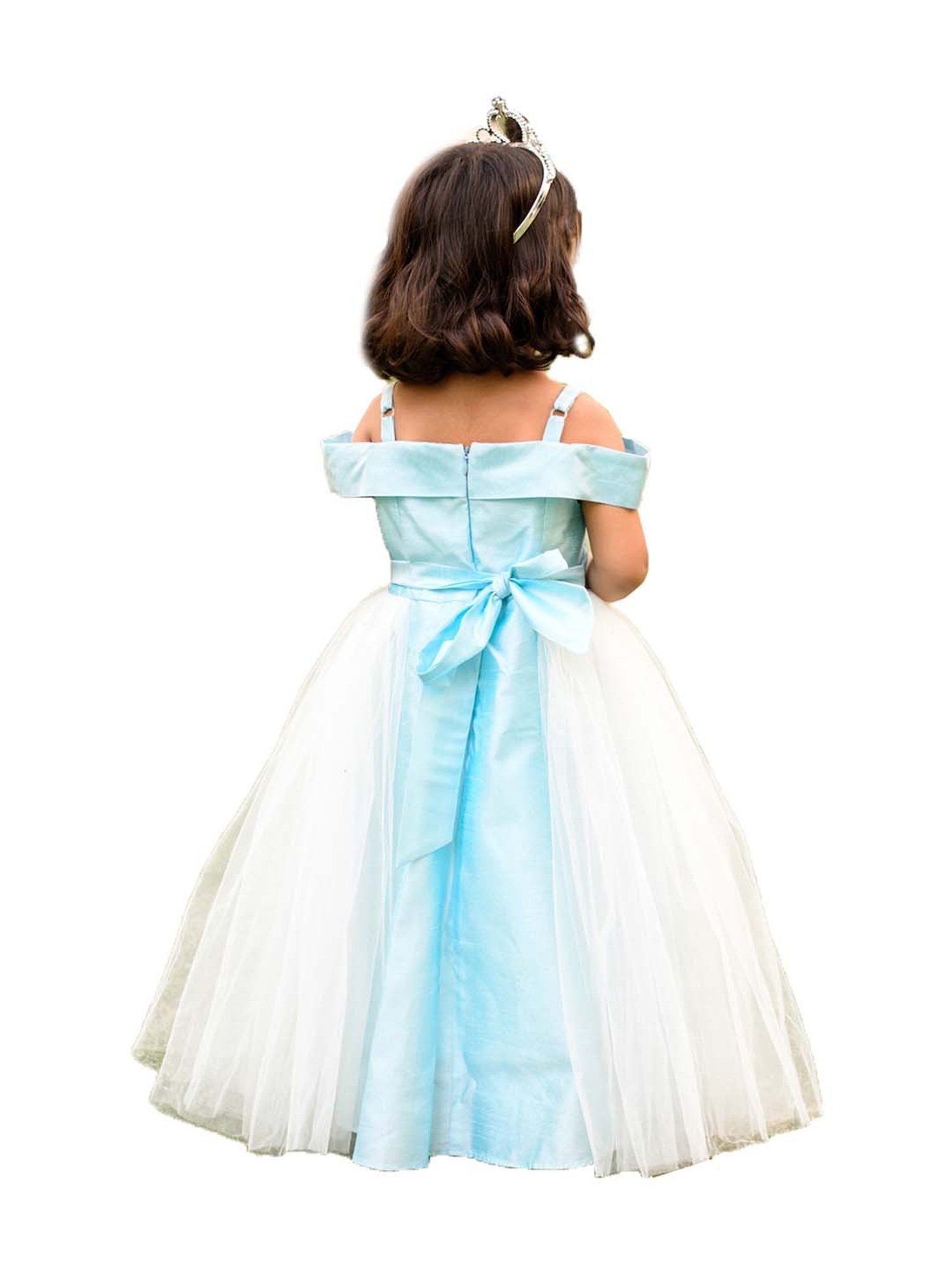 A Little Fable Kids Blue Embellished Gown