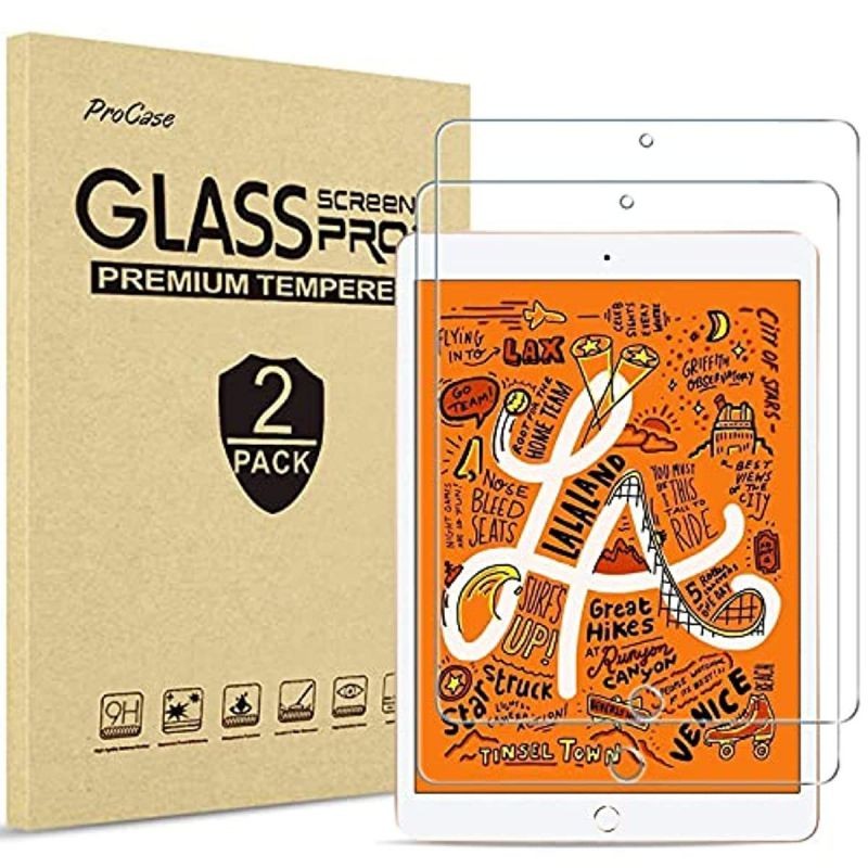 ProCase iPad Mini 4th and 5th Screen Protector, Tempered Glass Screen Film Guard Screen Protector Bundle with iPad Mini 5 Case 2019 with Pencil Holder, Ultra Slim Lightweight Stand Protective Case