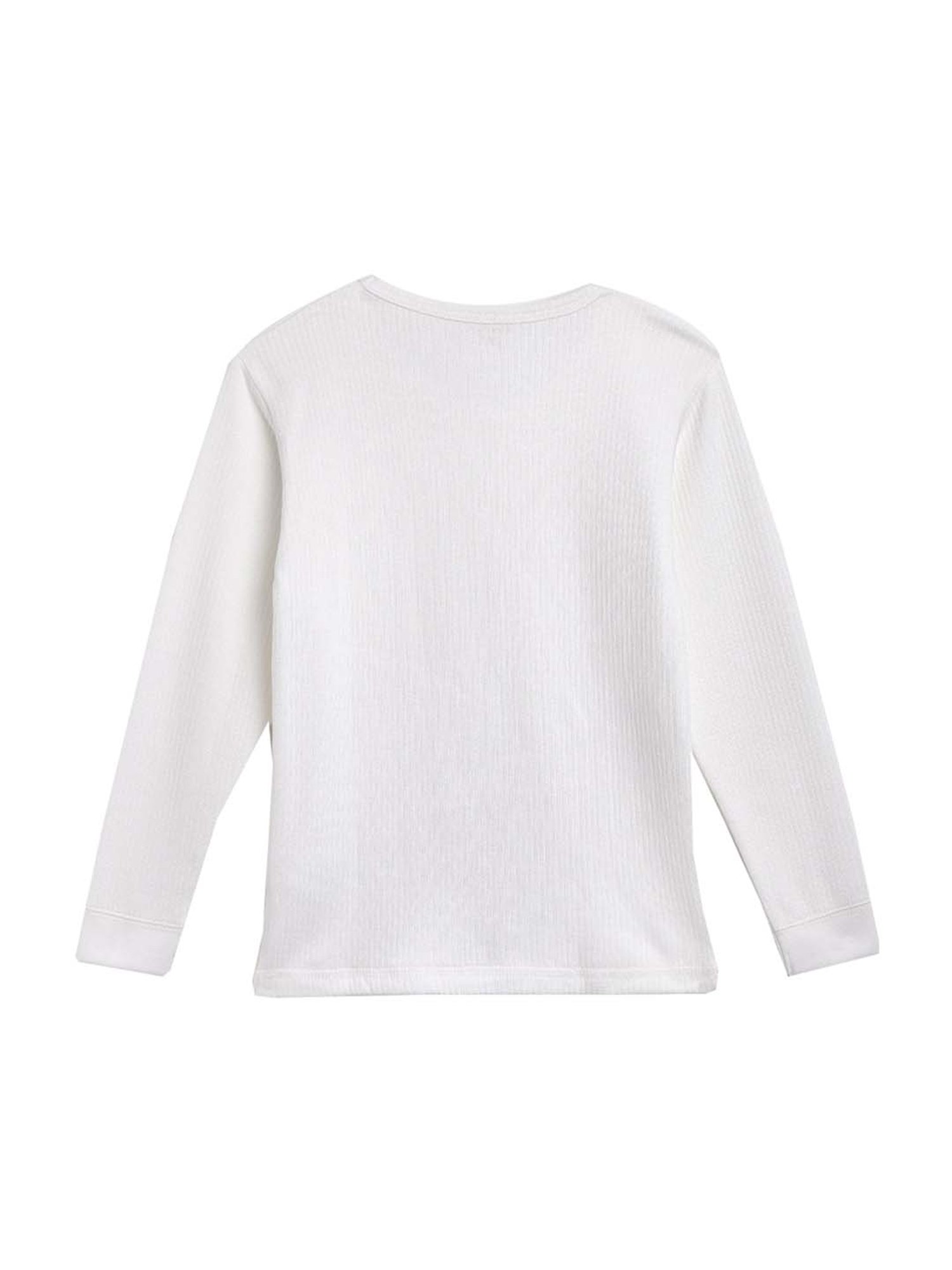 Kanvin Kids White Regular Fit Thermal Top & Pants Set