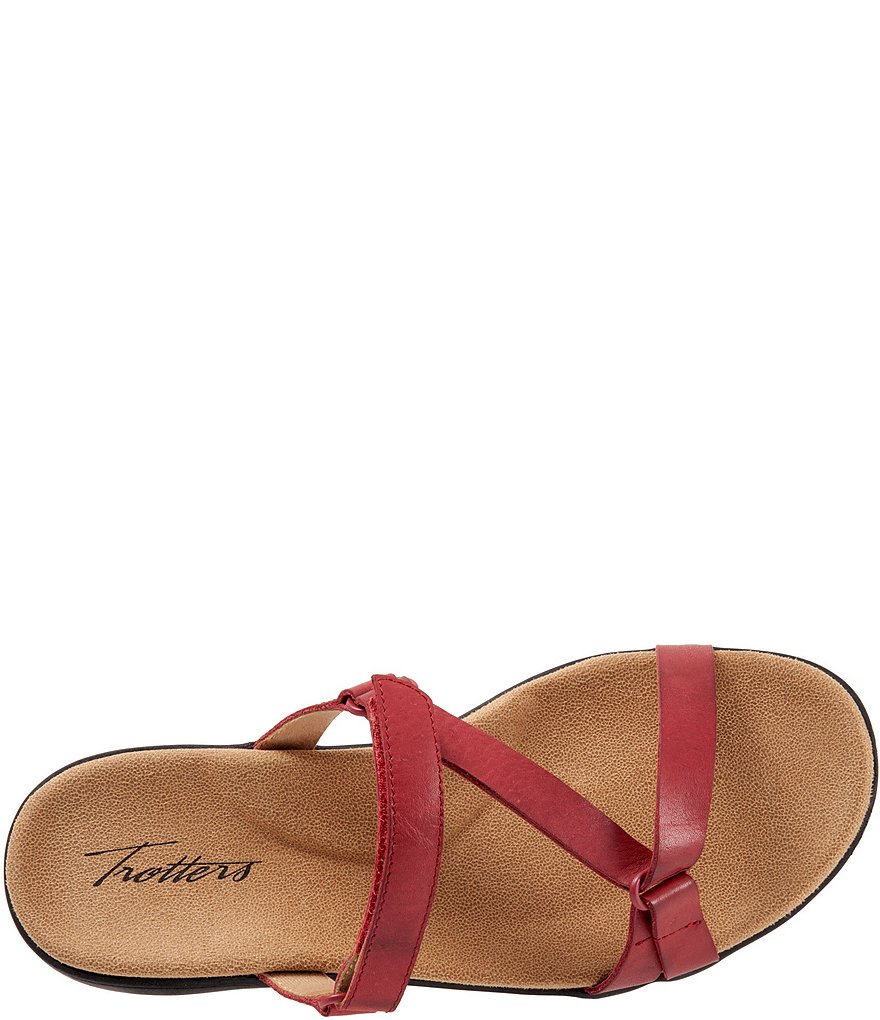 Trotters Raja Leather Adjustable Hook and Loop Slide Footbed Sandals