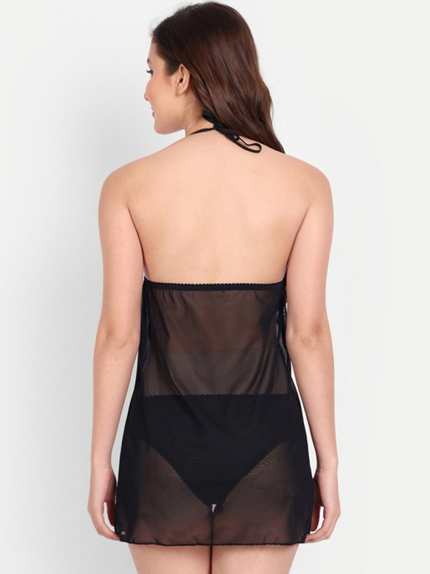 FIMS: Fashion is my Style Black & Maroon Lace Work Babydoll With Thong