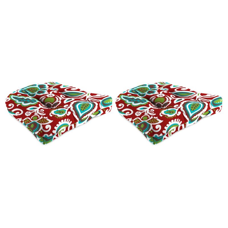 Outdoor Set Of 2 Wicker Chair Cushions In Faxon Rojo  - Jordan Manufacturing