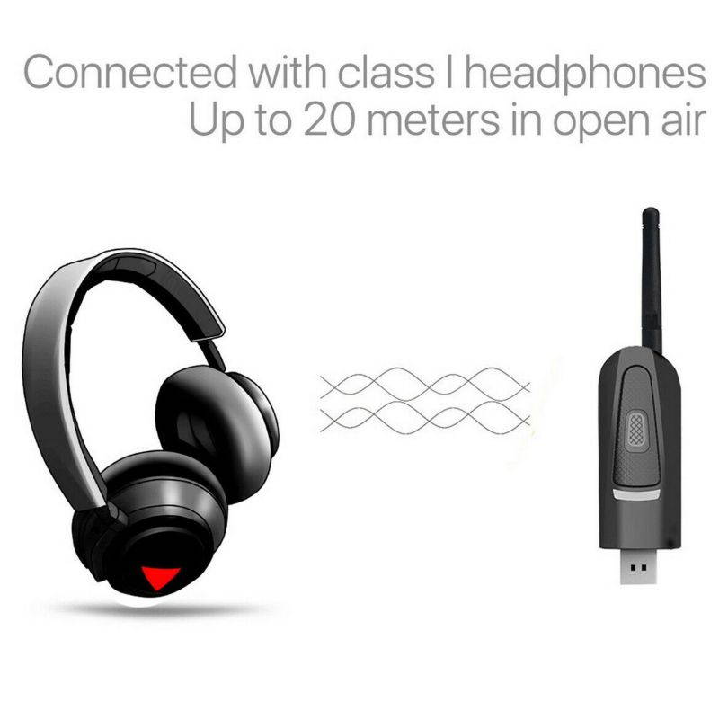 Wireless BT 5.0 Audio USB Transmitter A2DP Stereo Dongle Adapter for PC Switch