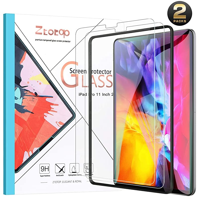 Screen Protector for iPad Pro 11 2nd Generation 2020 2 Pack Face ID and iPad Pencil Compatible 9H Tempered Glass Screen Protector for iPad 11 20202018 1st Gen
