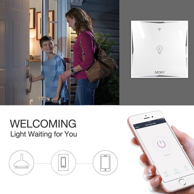 MoesHouse AC100-240V EU Type 1 Gang WiFi Smart Light Switch Work With Amazon Alexa Google Home