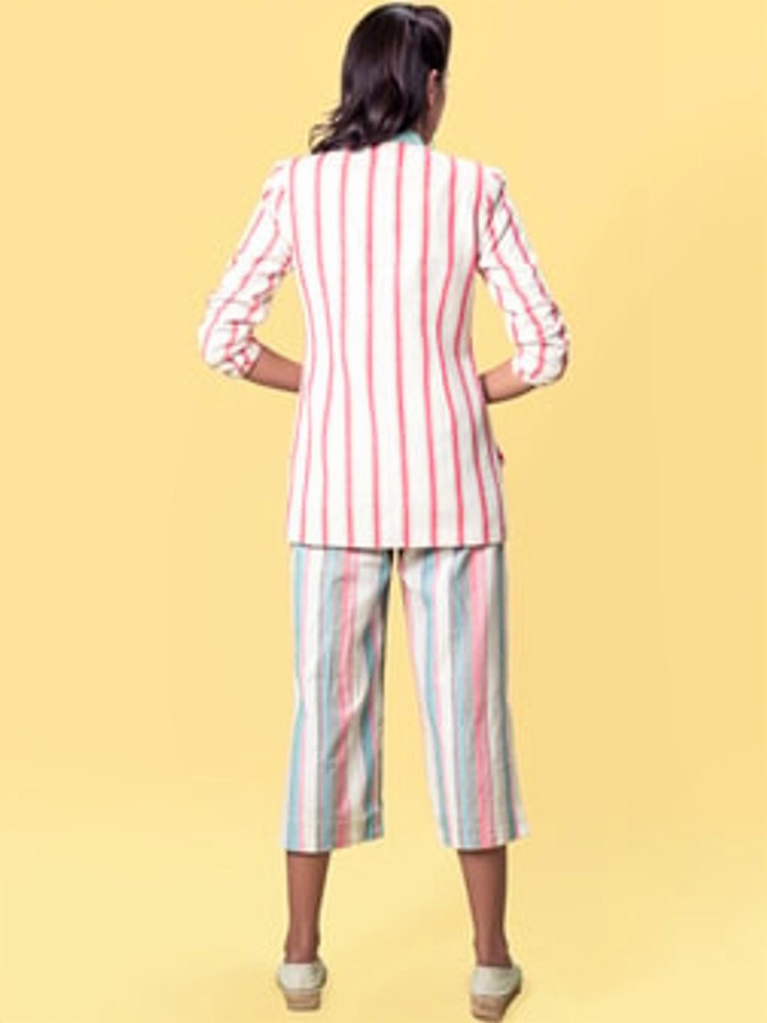 Anushe Pirani White & Red Of Myriad Minds Belted Safari Jacket