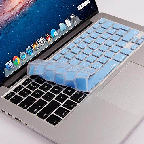 XSKN Spanish Silicone Keyboard Skin Cover for MacBook 13 15 17 inch EU/UK European Keyboard Layout (Blue)