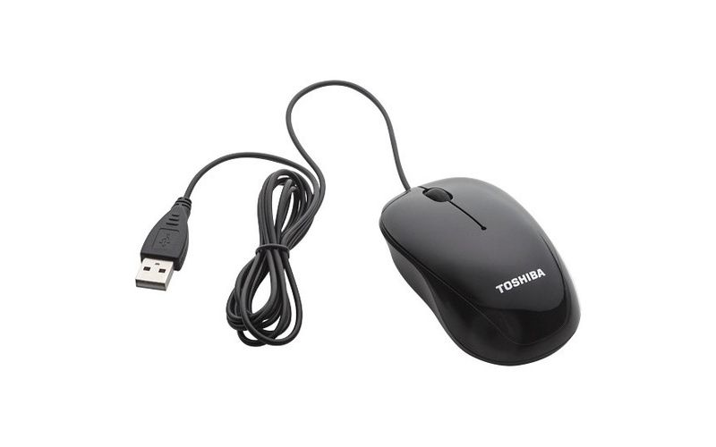 Toshiba USB Optical Mouse U55 - Blue LED - Cable - Black - USB - 1600 dpi - Scroll Wheel - Symmetrical
