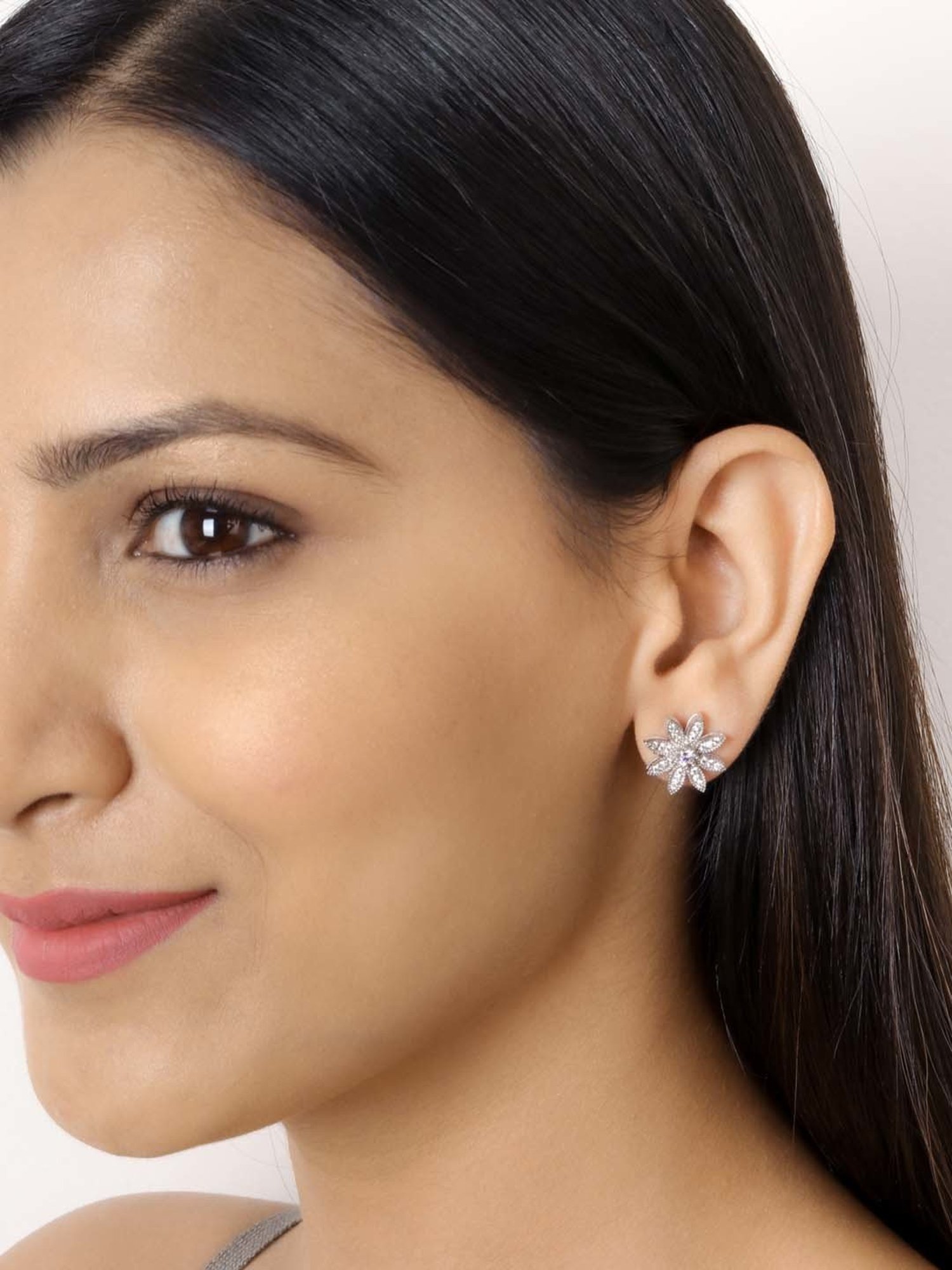 Ornate Jewels 92.5 Sterling Silver Flower Power Earrings for Women