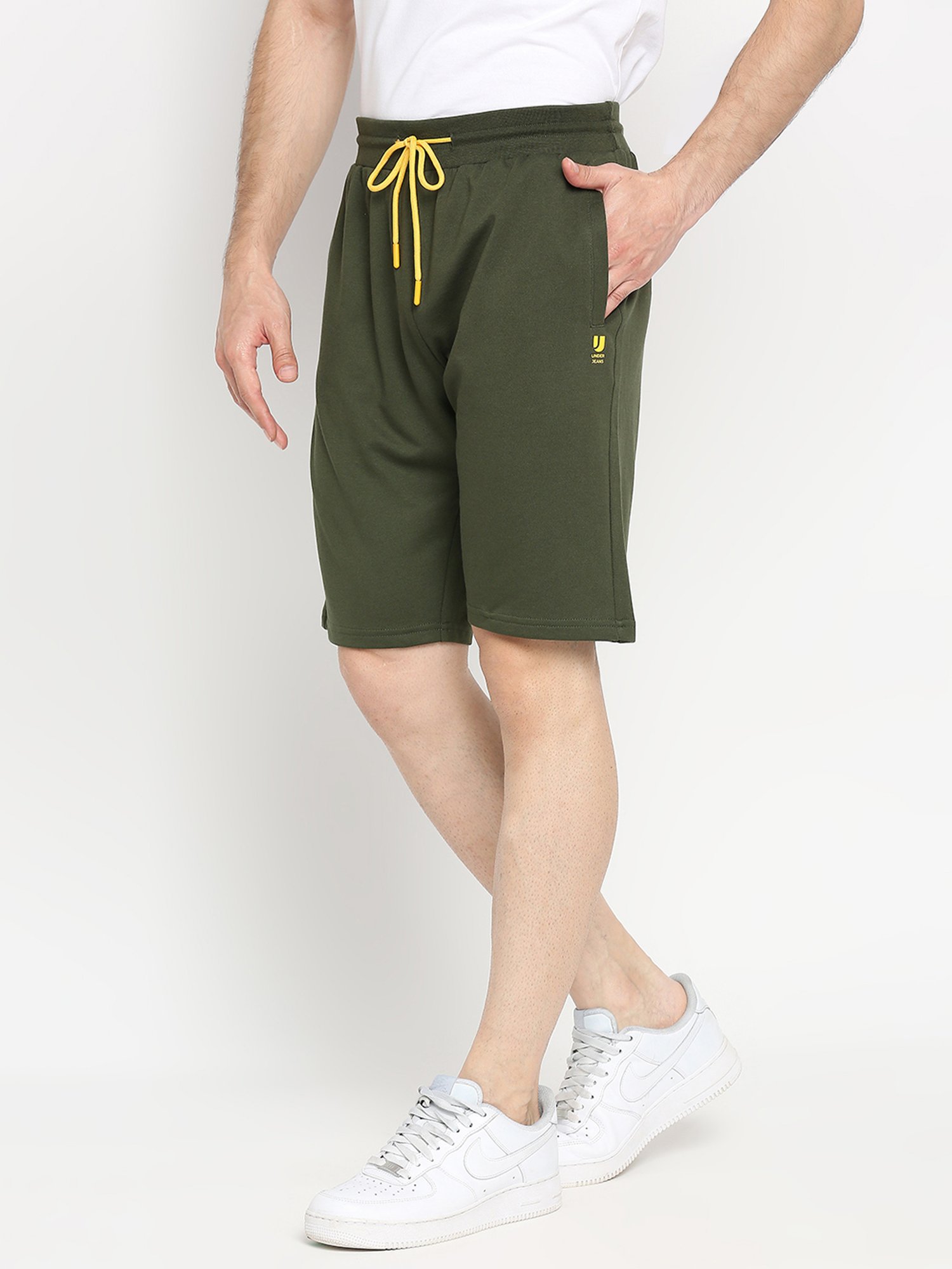 UnderJeans by Spykar Olive Regular Fit Shorts