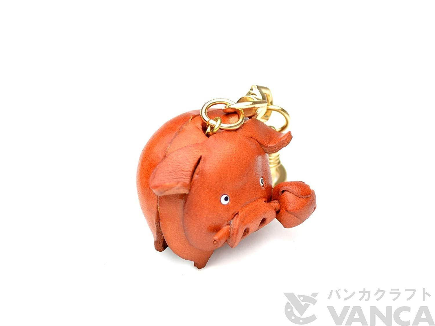 Pig Animal 3D Leather Keychain(L) VANCA CRAFT-Collectible Keyring Charm Pendant Made in Japan