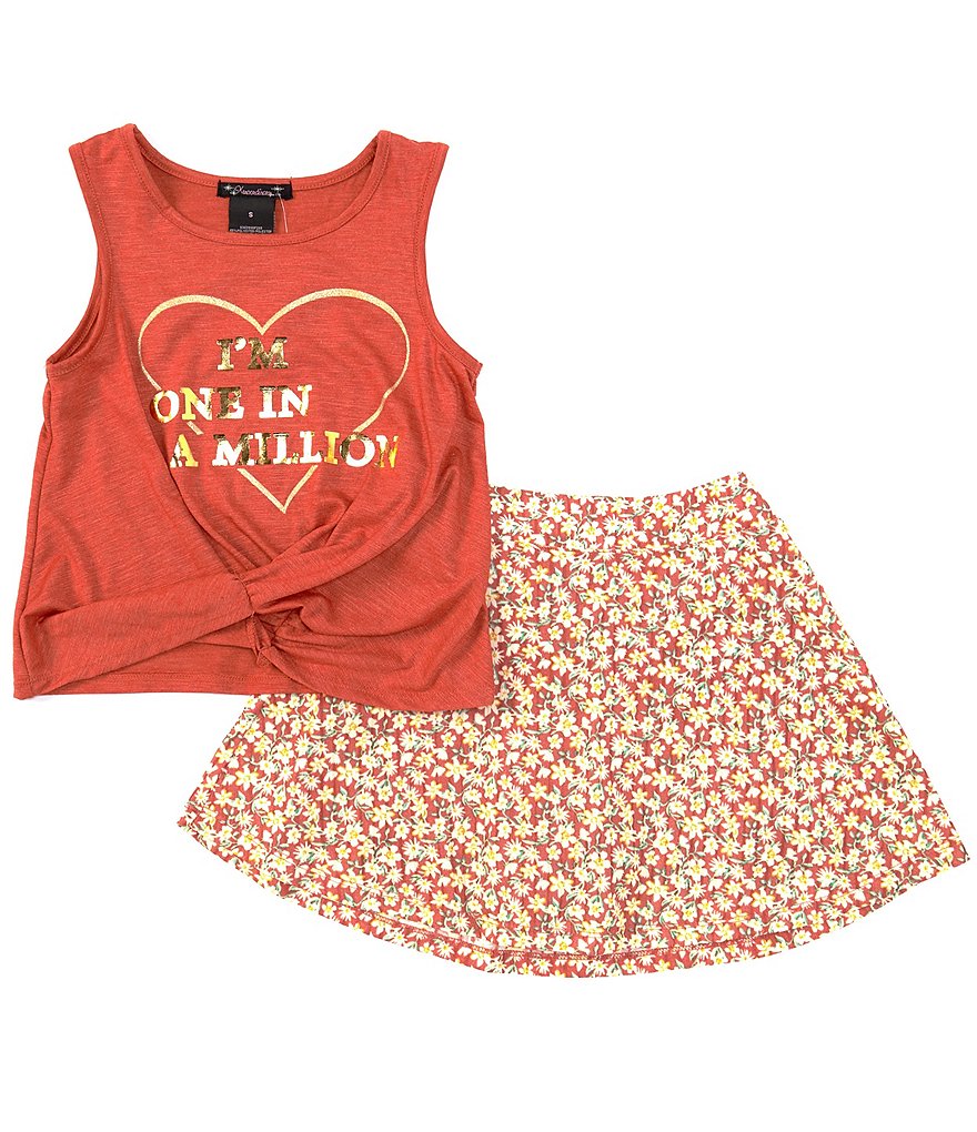 Ally B Big Girls 7-16 Flutter-Sleeve Dotted Top & Shorts Set