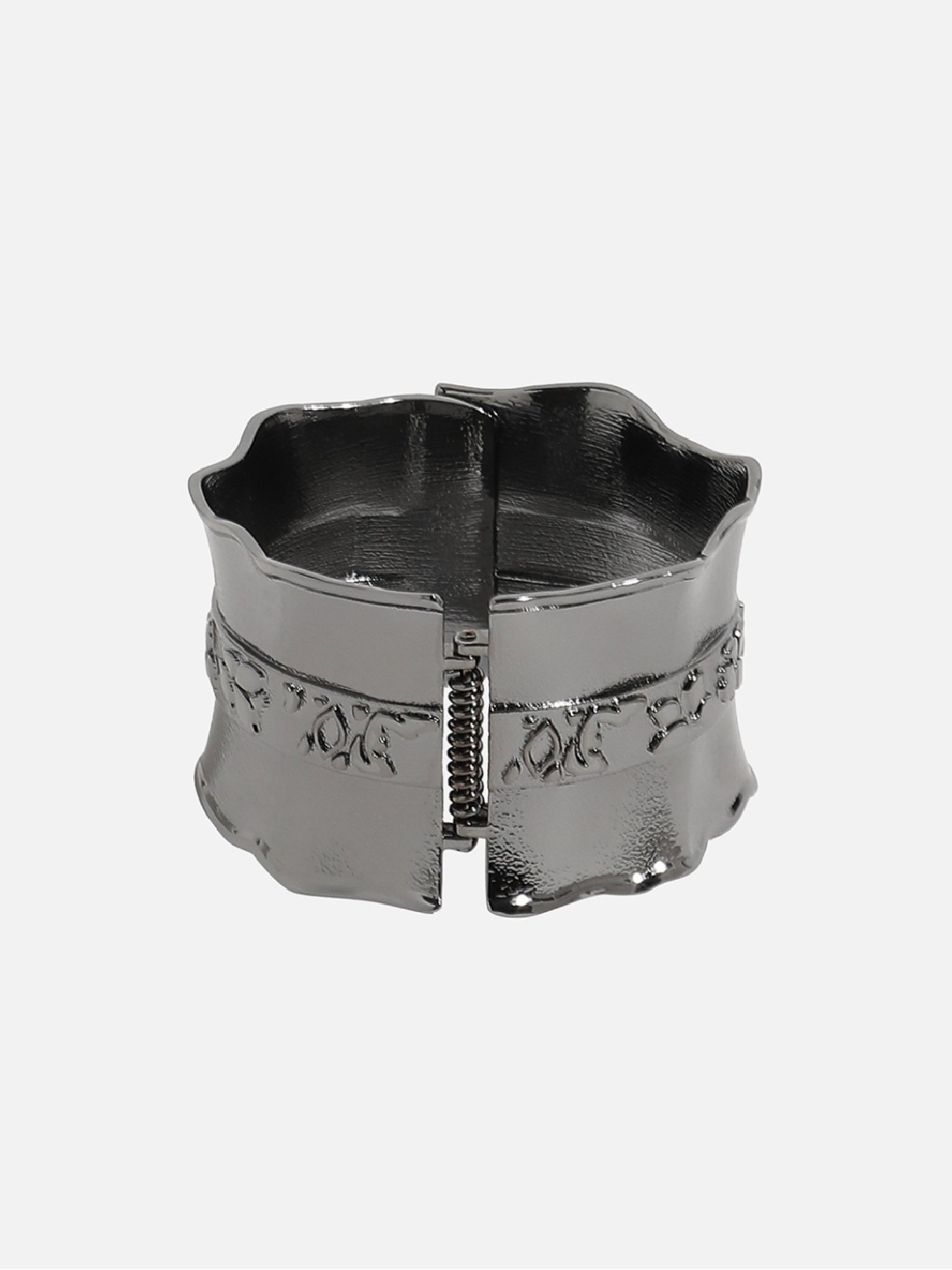 Sohi Women's Dented Texture Bracelet - Dark Silver