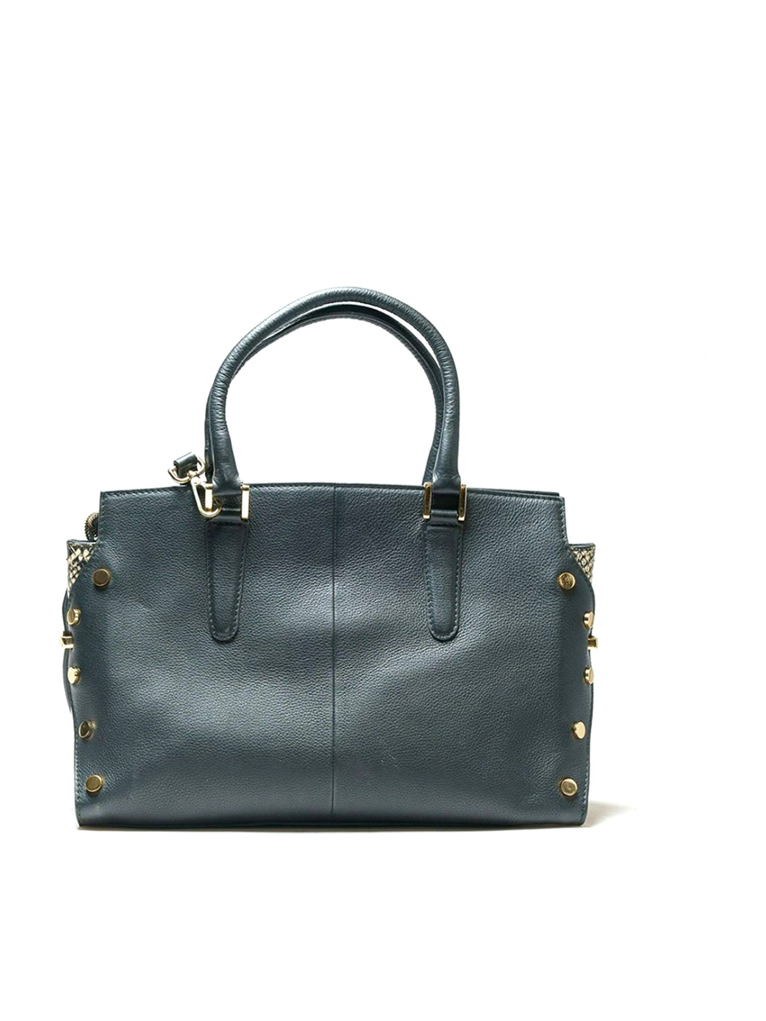 RI2K London Black Leather Medium Handbag