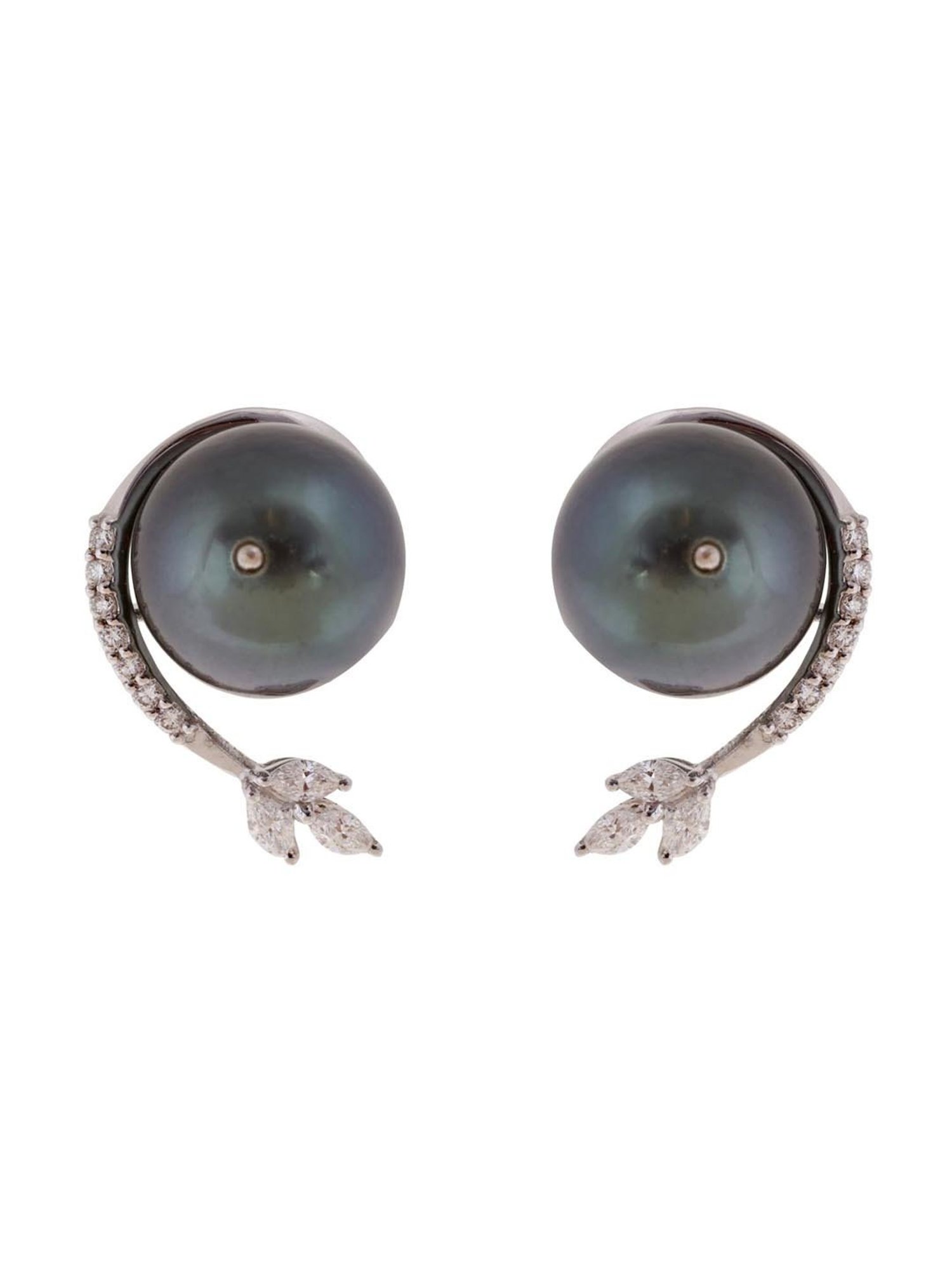 CKC 18k Gold & Diamond Earrings with White Rhodium Polish for Women