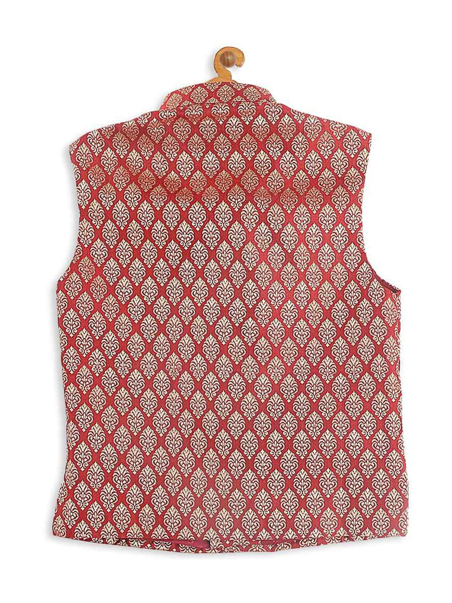 VASTRAMAY SISHU Maroon & Gold Embroidered Nehru Jacket