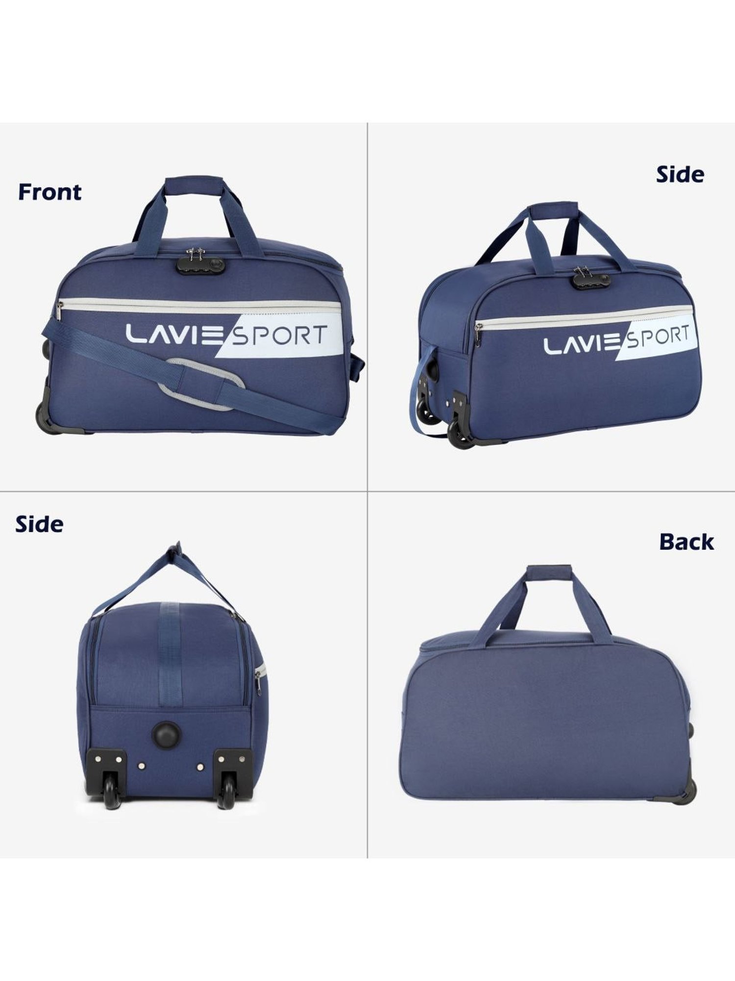 Lavie Sport 53 cms Camelot Wheel Duffle Bag With Combi Lock | Trolley Bag (Navy)