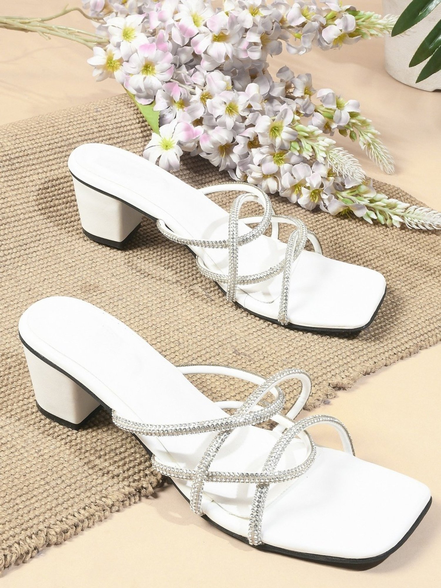 The White Pole Women's White Casual Sandals