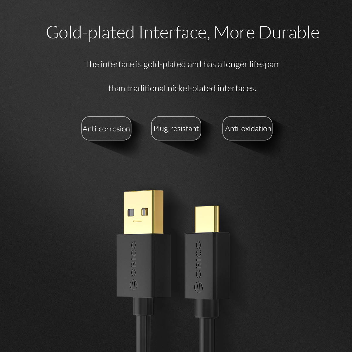 ORICO USB2.0 To Type C Cable USB 2.0 Type A to USB 3.1 Type &ndash;C gold plated Cables 1.64ft - 6.6ft 0.5m - 2m For Phones,  Laptops