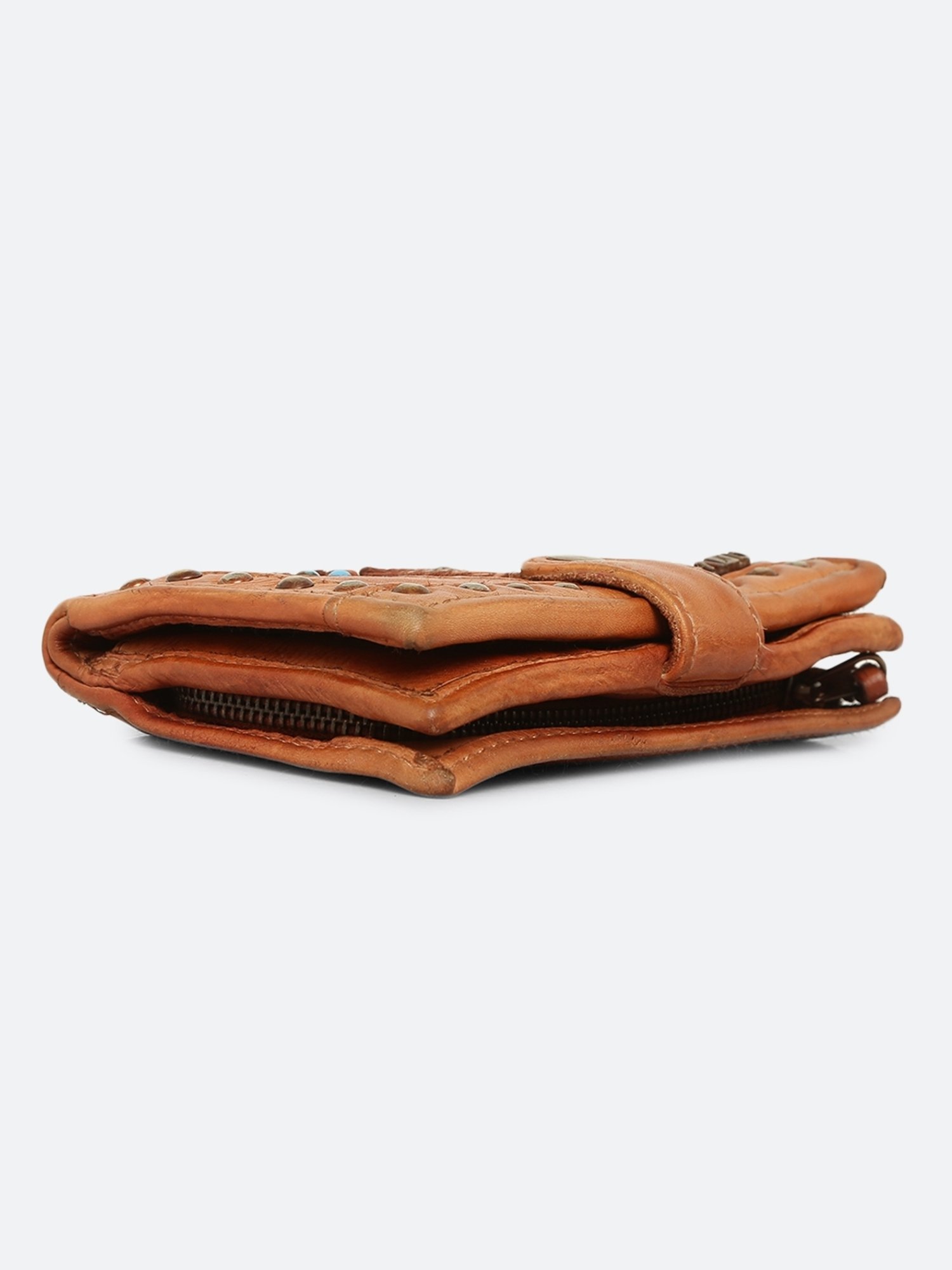 Art N Vintage Lucca Tan Leather Textured  Bi-Fold Wallet for Women