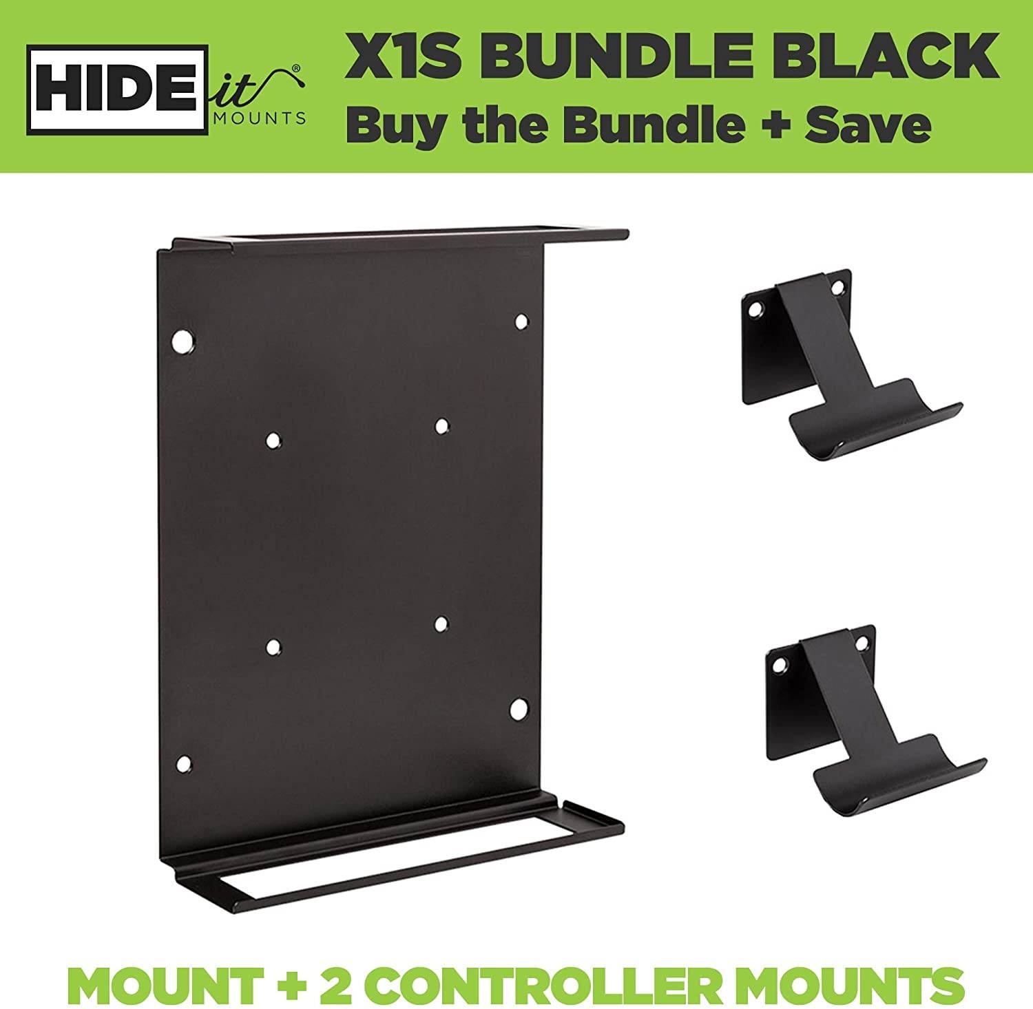 HIDEit X1S Xbox One S Wall Mount and (2) Controller Wall Mounts (Xbox One S Black Bundle) - HIDEit Behind the TV or DISPLAYit - Made in the USA and Trusted Worldwide Since 2009
