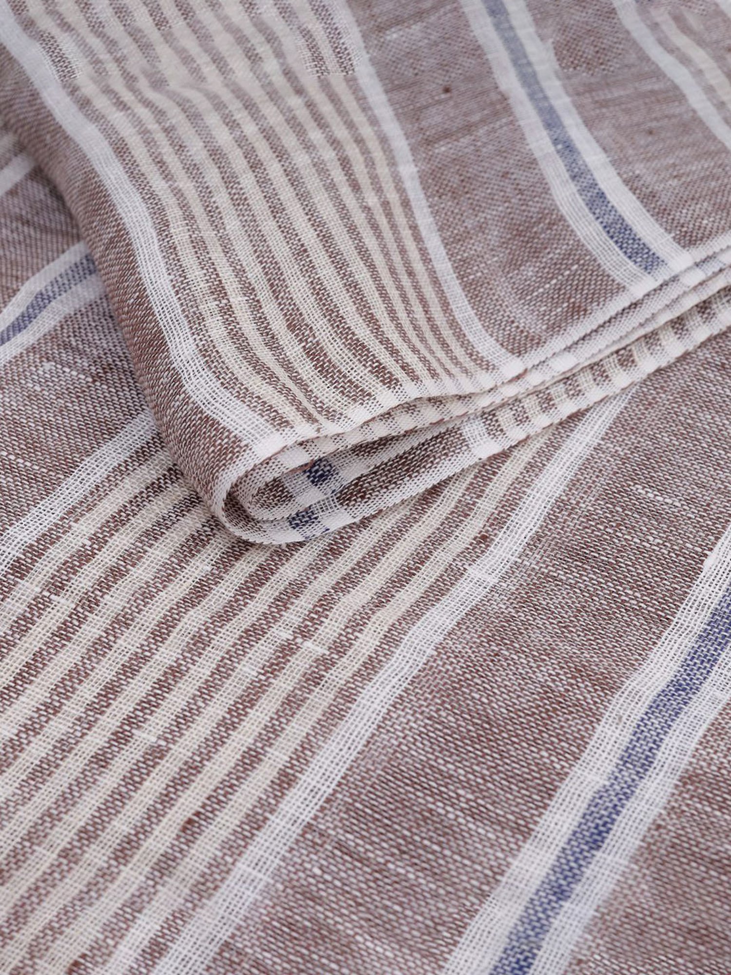 Linen Club Brown Striped Pure Linen Stole