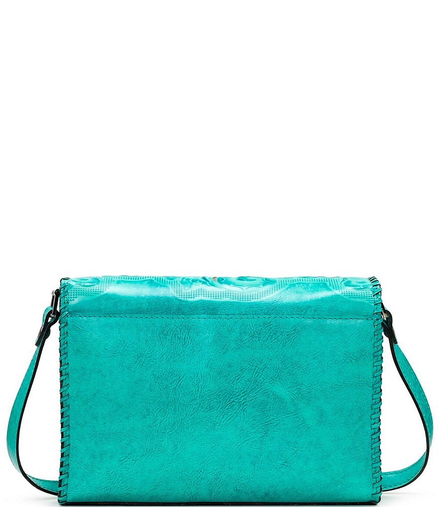 Patricia Nash Cut Out Tooling Collection Mabilia Floral Leather Flap Crossbody Bag