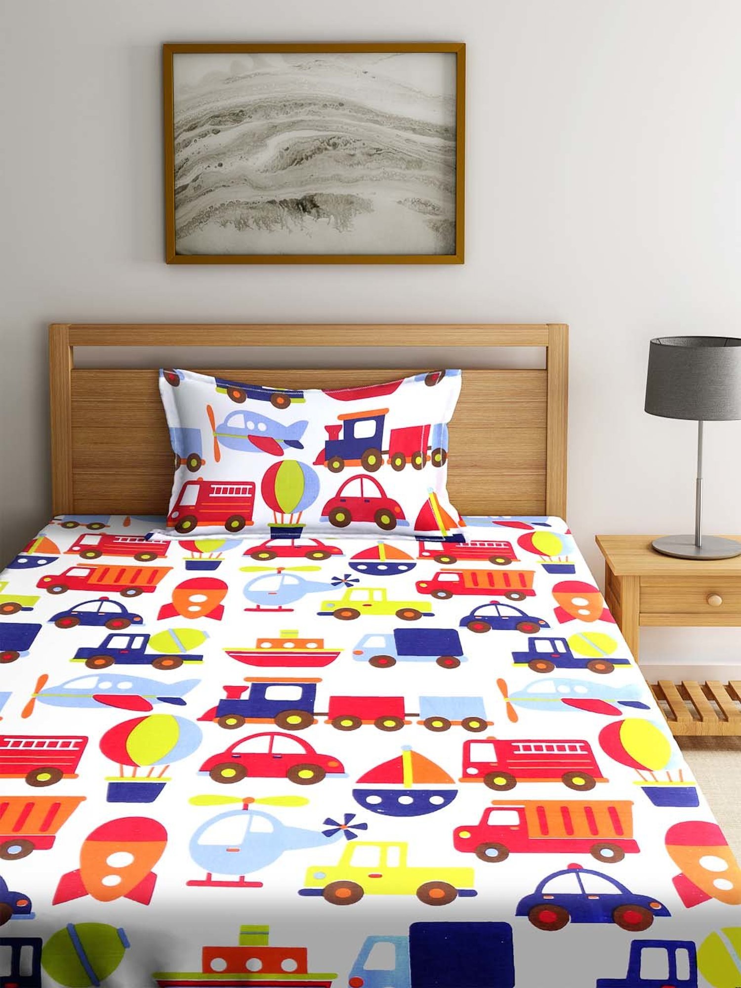 SWHF Multicolor Cotton 180 TC Bed Sheet with 1 Pillow Cover - Single