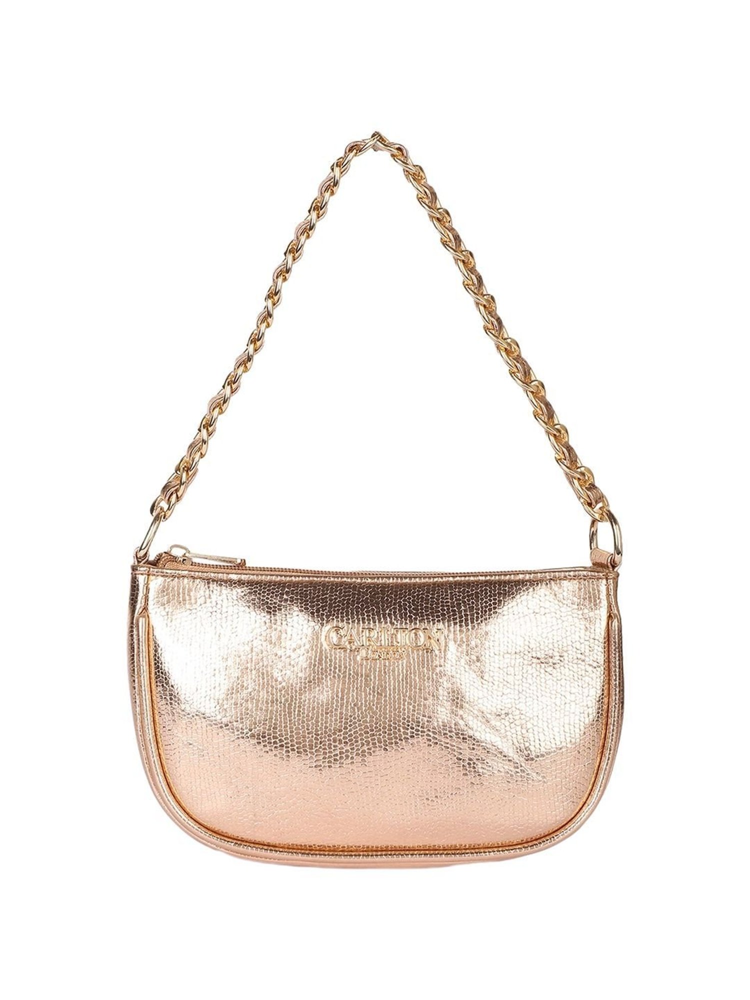 Carlton London Rose Gold Textured Medium Sling Handbag