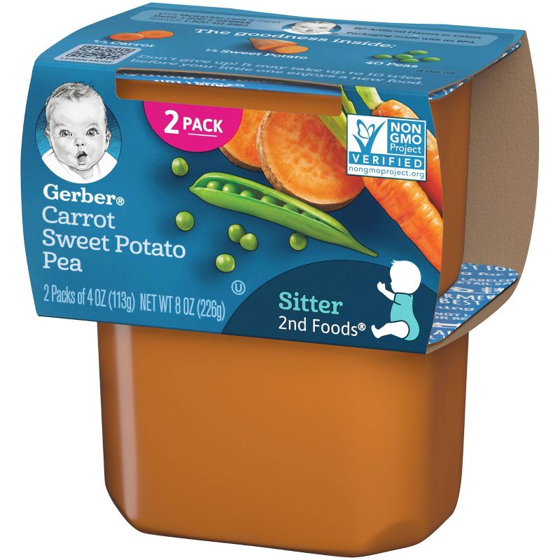 Gerber Sitter 2nd Foods Carrot Sweet Potato Pea Baby Meals - 2ct/4oz Each