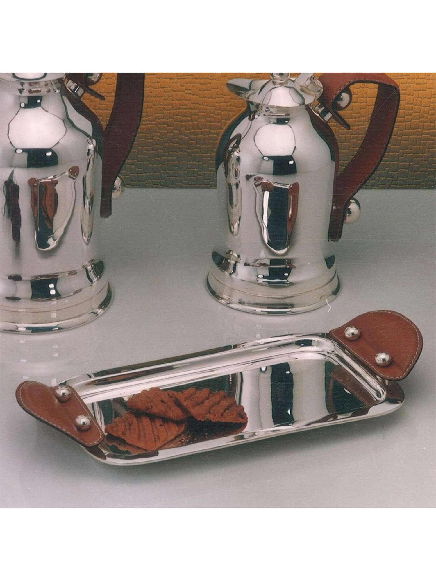 Episode Silver Plated Tray With Leather Handle