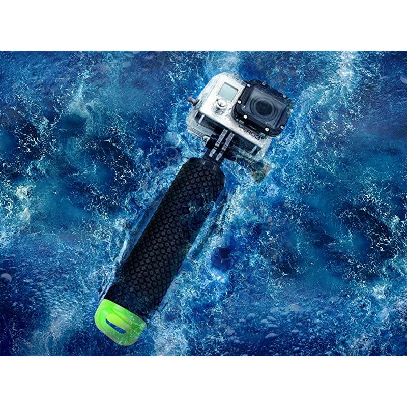 Waterproof Floating Hand Grip Compatible with GoPro Cameras Hero 9 8 7 6 5 4 3 2 1 Session Black Silver Handler Plus Free Handle Mount Accessories for Water Sport and Action Cameras Green