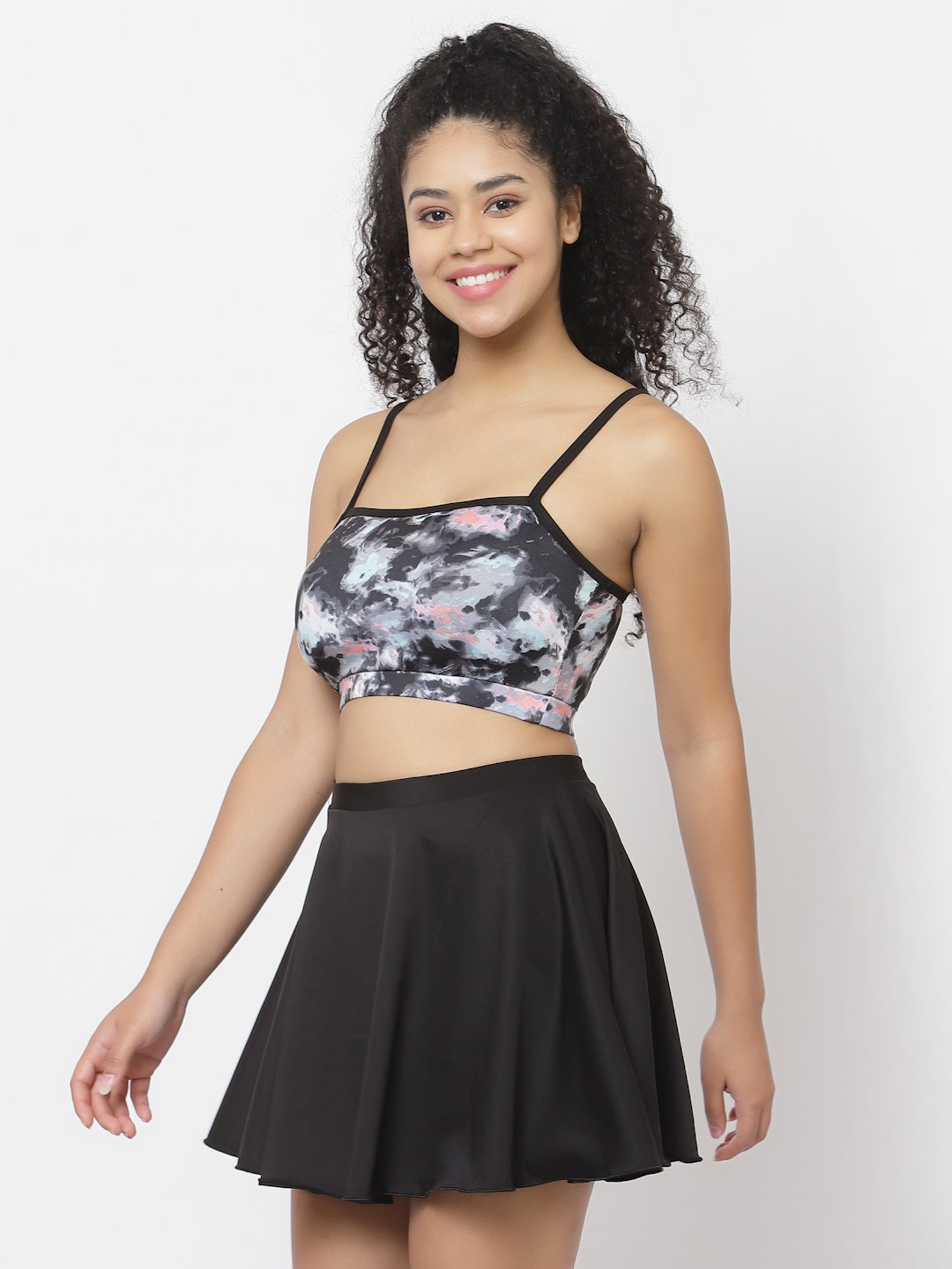 Cukoo Black Printed Swimwear Set