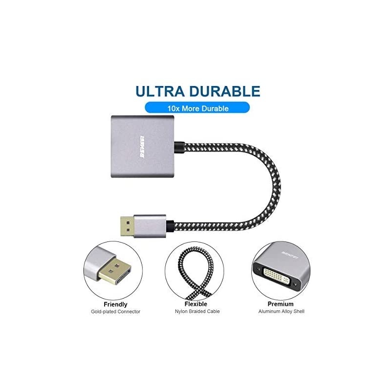 DisplayPort to DVI  DisplayPort to DVID Single Link Adapter Male to Female GoldPlated Cord Compatible for Lenovo Dell HP and Other Brand