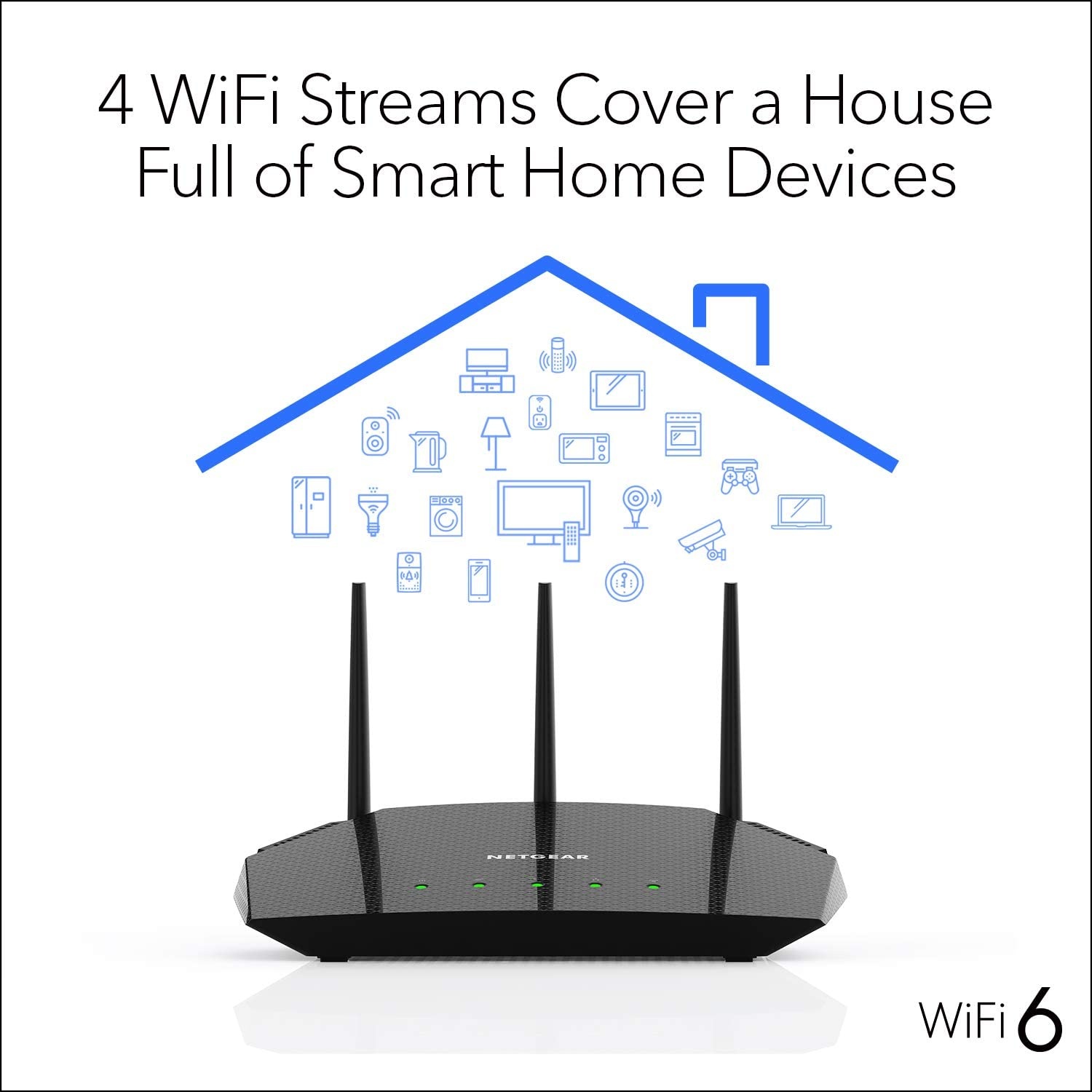 NETGEAR 4-Stream WiFi 6 Router (R6700AX) ?C AX1800 Wireless Speed (Up to 1.8 Gbps) | 1500 sq. ft. Coverage