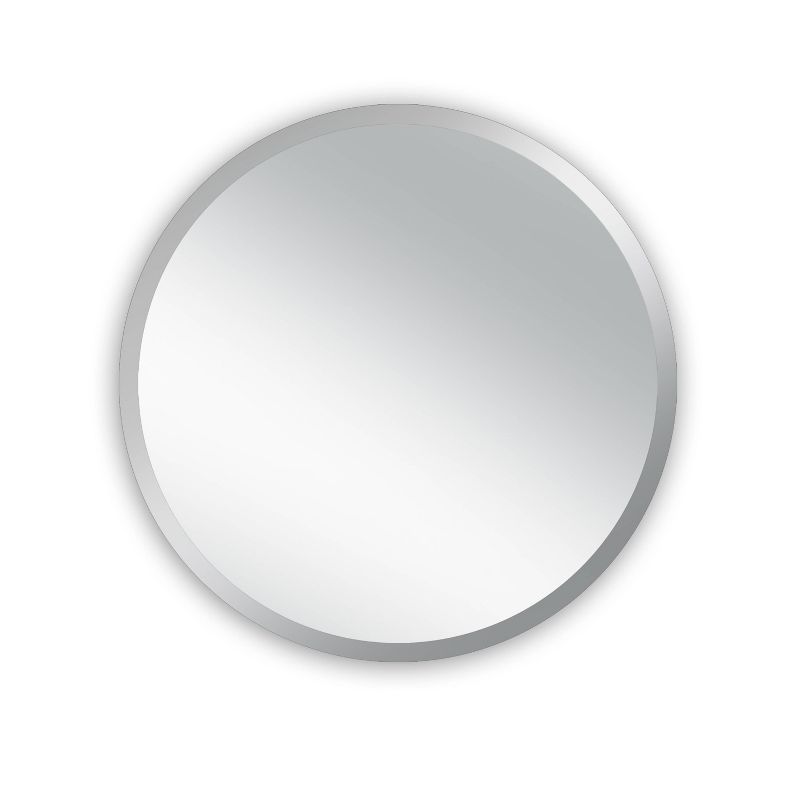24" Westport Round Frameless Beveled Glass Wall Mirror Silver - Alpine Art & Mirror