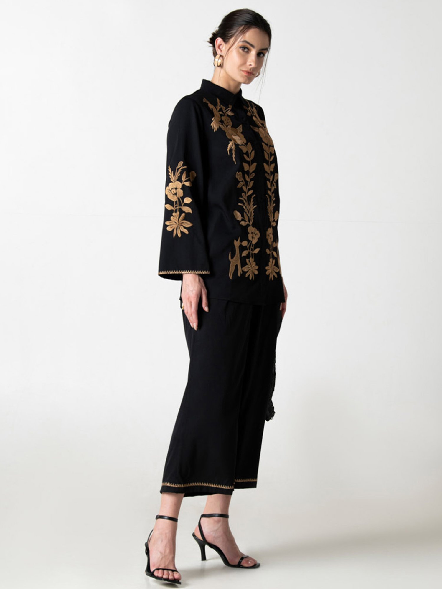 Melon by PlusS Blue Printed Shirt Pant Set